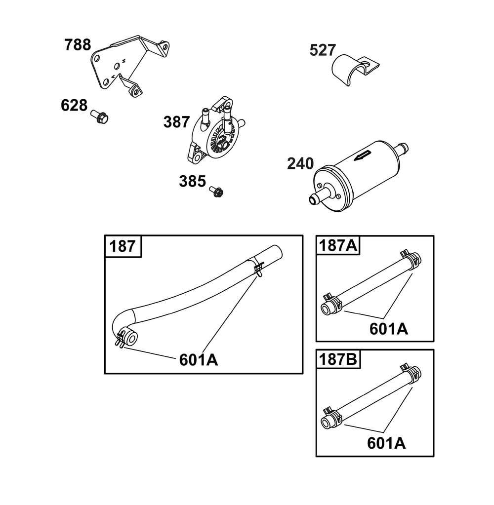 Fuel Supply Group Diagram and Parts List for 305777-0164-B5 200000 - 399999 Briggs and Stratton Engine